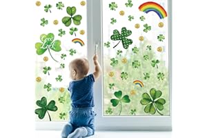 FILMHOO St Patricks Day Decorations,St Patricks Day Window Clings 122 PCS Reusable Spring Window Clings for St Patrick's Day Decor Shamrock Stickers Party Supplies for Kids School Home Office.