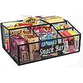 Xbopetda Snack Organizer for Pantry Shelf, Metal Snack Organizer Snack Basket, 6 Compartment Snack Bin Holder Chip Organizer, Snack Bar Station Organizer, Kitchen Pantry Organizer and Storage (Black)