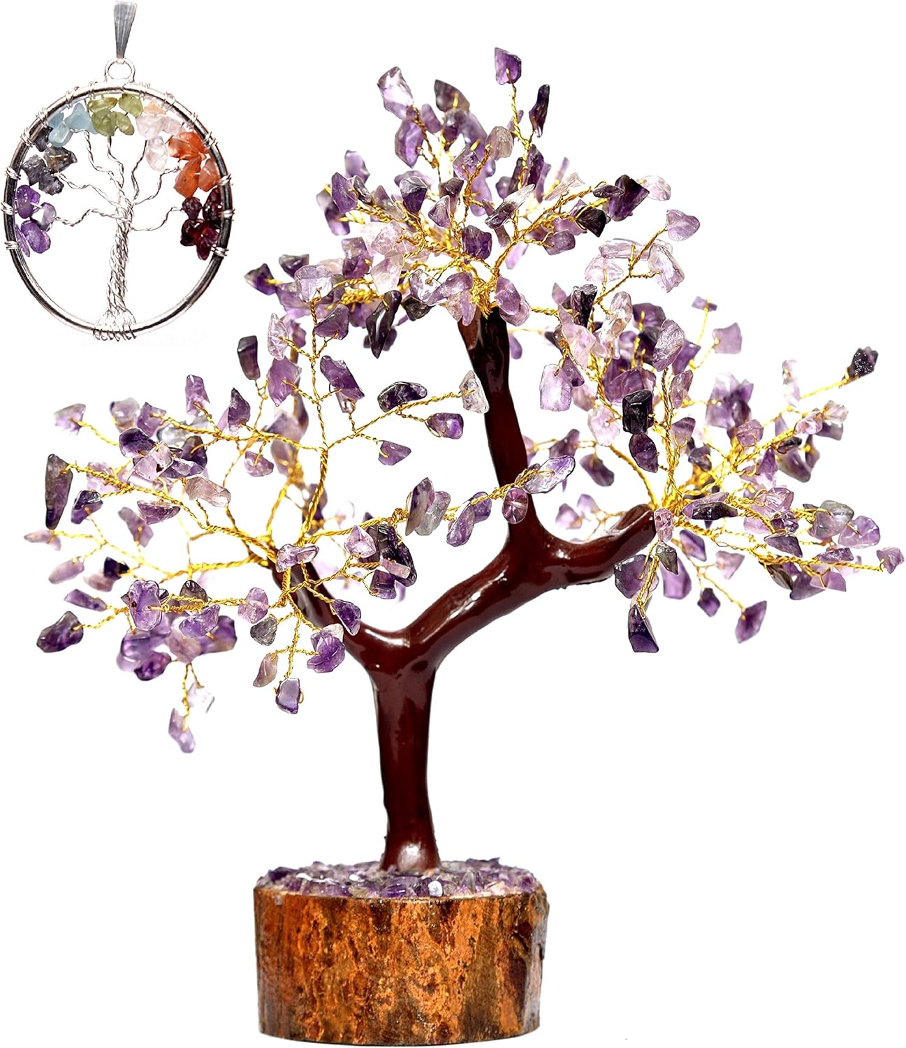 Crystals Healing Stones Seven Chakra Natural Healing Gemstone Bonsai feng Shui Christmas Money Crystal Tree of Life Good Luck Home Office Decor Spiritual Gift (Gold Wire 300 Beads) of 10-12 Inch: Home & Kitchen