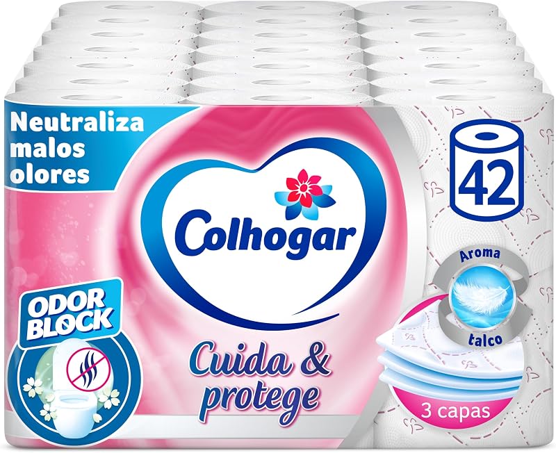 Colhogar protect care branco 7x6 - papel higiênico macio e resistente - 42 rolos - 3 camadas - branco