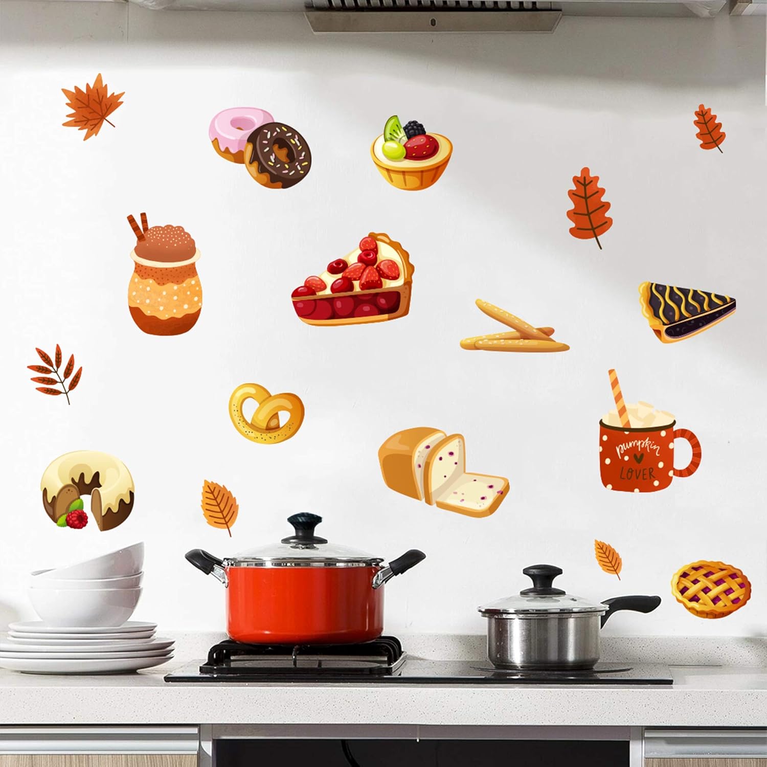 ROFARSO Colorful Cute Cartoon Dessert Bread Food Wall Stickers for Kids Kitchen Removable Wall Decals DIY Decorations for Nursery Baby Boys Girls Bedroom Playroom Living Room