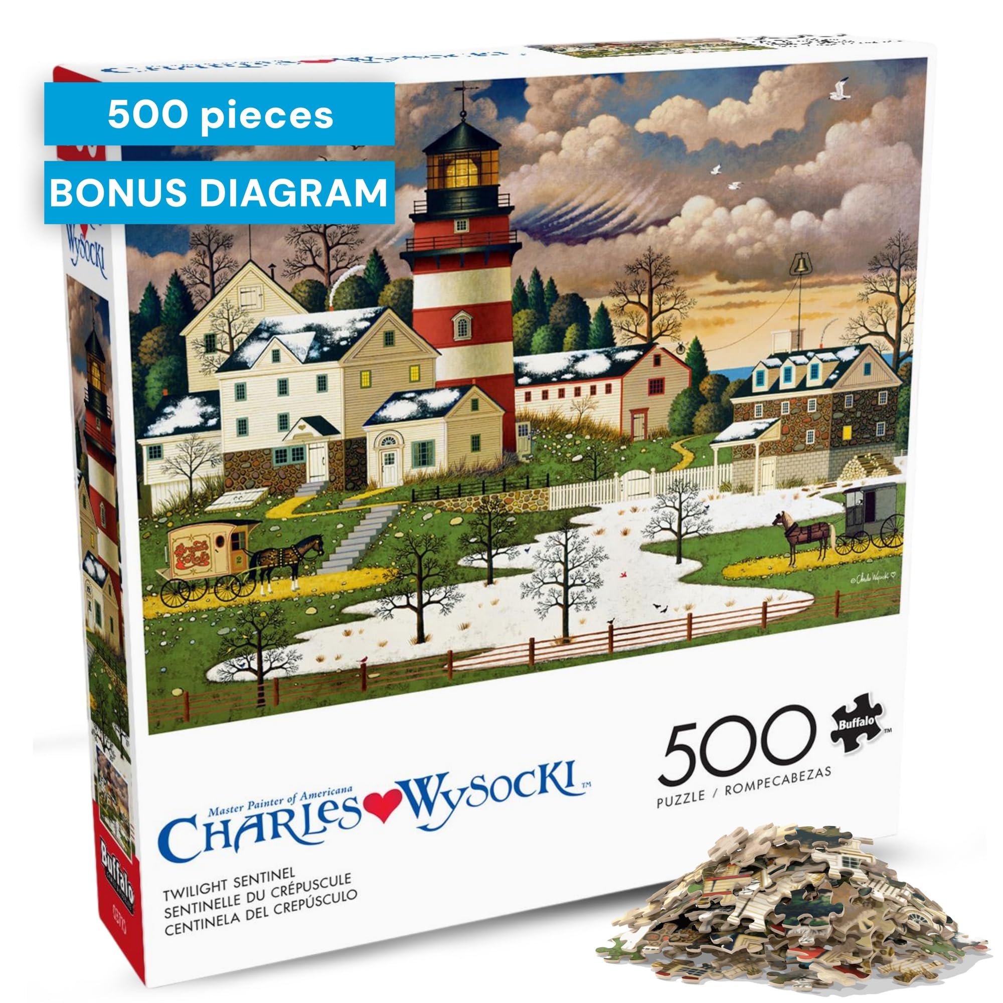 Buffalo Games – Charles Wysocki Twilight Sentinel 500 Piece Jigsaw Puzzle for Adults with Full-Color Reference Poster