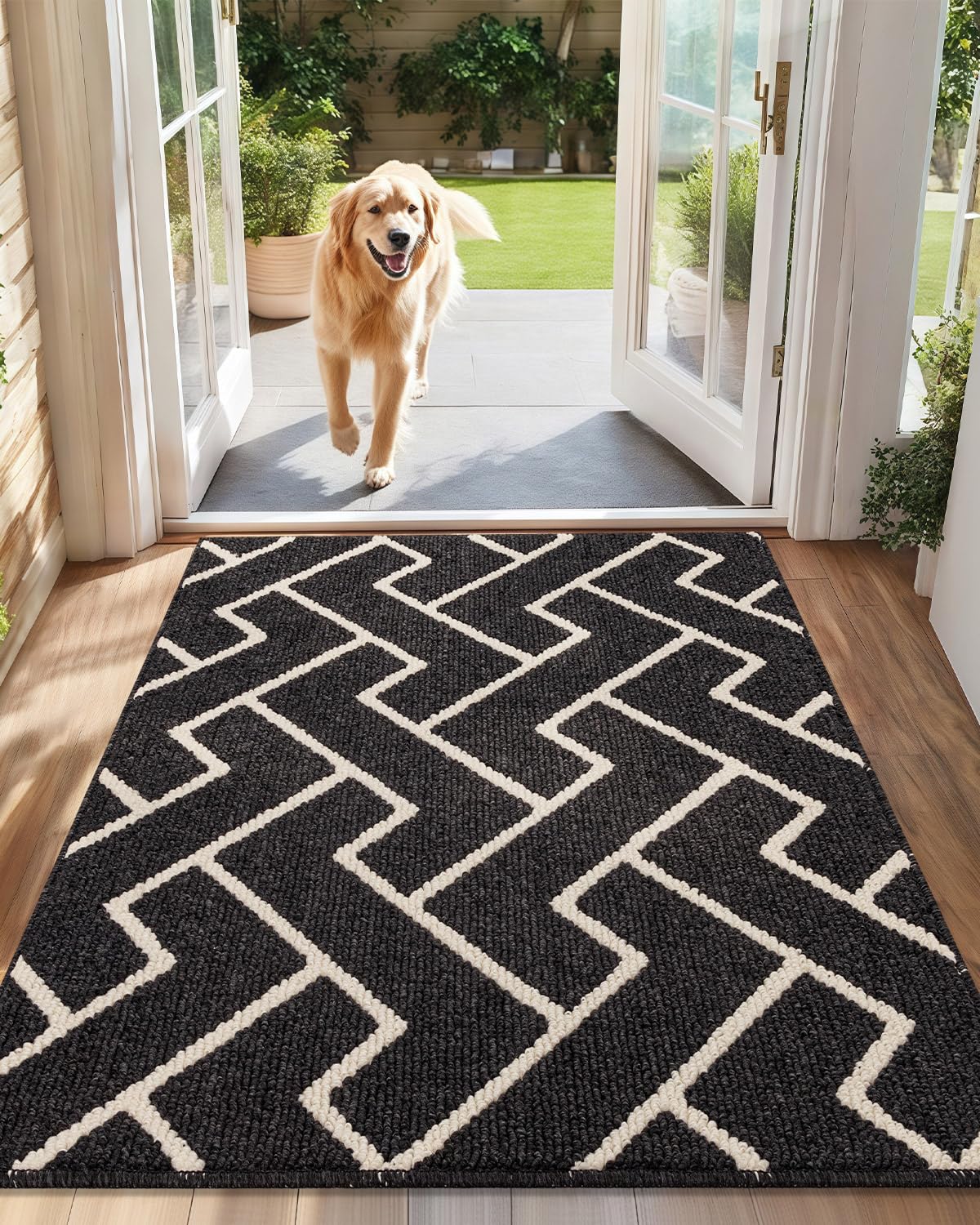 Biscpro Indoor Door Mats,80x120cm Door Mat Non Slip Backing,Dirt Trapper Mat Absorbent Non-Slip Doormat for Entrance,Inside,Kitchen,Front Back Door,Pets and Garden-Dark Gray