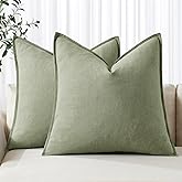 MIULEE Decorative Linen Pillow Covers 20x20 Inch Sage Green ​Boho Farmhouse​ ​Neutral Spring Couch Throw Pillows for Bed Pack of 2 Accent Modern Pillowcase Summer Sofa Livingroom Home Decor