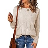 EVALESS Casual Crewneck Sweaters for Women Fall Winter 2025 Lightweight Long Batwing Sleeve Pullover Sweaters Tops Clothes