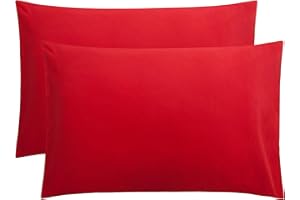 FLXXIE Microfiber Pillow Cases Queen Size Set of 2, Soft Pillowcases with Envelope Closure, Wrinkle Resistant Pillow Covers, 20x30, Red