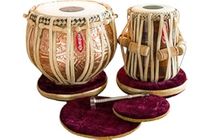 Tabla Drum Set by Maharaja Musicals, Professional, 3.5 Kg Copper Bayan - Designer Carving, Sheesham Tabla Dayan, Padded Bag, Hammer, Cushions, Cover, Tabla Musical Instrument (PDI-CJH)