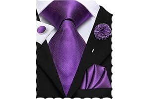 Hi-Tie Mens Tie Pocket Square Set Cufflinks Lapel Pin Silk Ties for Men Wedding Party Formal Business