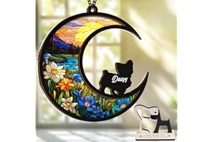 VINATIMES 6'' Yorkshire Terrier Dog Memorial Suncatcher Custom Name Dog Breed Pet Ornament Window Car Hanging Sympathy Gift for Loss of Pet Passed Away Remembrance Gift for Dog Lovers SCD-B11-6-40