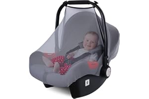 METPLUS Mosquito Net for Baby Car Seat Stroller, Mesh Insect Nets Bugs Netting, Breathable Infant Carseat Canopy Carrier Cover, Universal Fit, Portable, Durable (Gray)