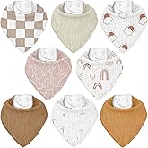 CIVARUA KIDS Muslin Baby Bibs 8 Pack, Baby Bandana Drool Bib for Drooling and Teething, Cotton Soft Absorbent for Girls Boys
