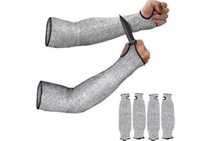 2 Pairs Cut Resistant Sleeves, Level 5 Cut Resistant Burn Resistant Anti Abrasion Safety Arm Guard Sleeves, with Thumb Hole f