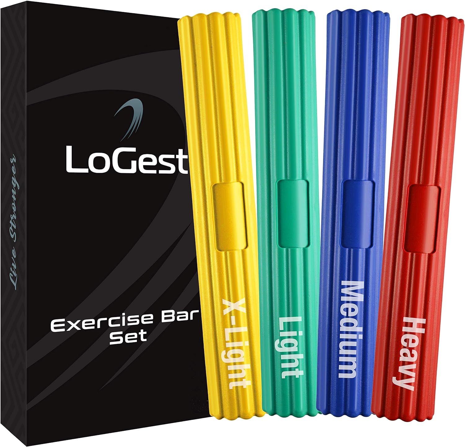 Logest Twist Hand Exerciser Bars - Flexible Bar Strengthener - Tennis Elbow, Golfer's Elbow, Tendonitis, Wrist, Forearms Pain Relief Hand Therapy Bar Arm Strengthener Rehab Twist Bar