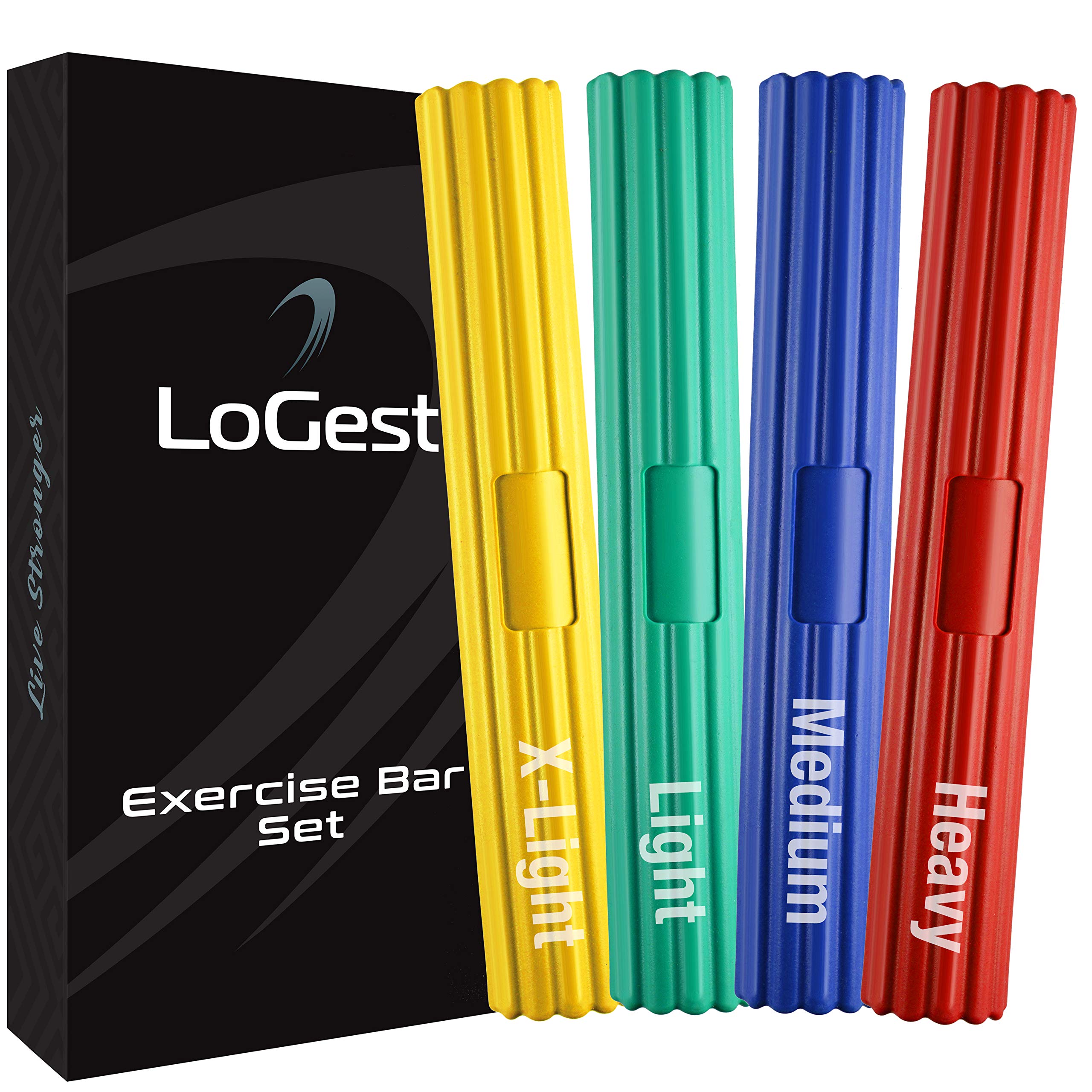 Logest Twist Hand Exerciser Bars - 4 Piece Flexible Bars Strengthener Set - Tennis Elbow, Golfer's Elbow, Tendonitis, Wrist, Forearms Pain Relief Therapy Bar - Wrist and Arm Strengthener Twist Bar Image
