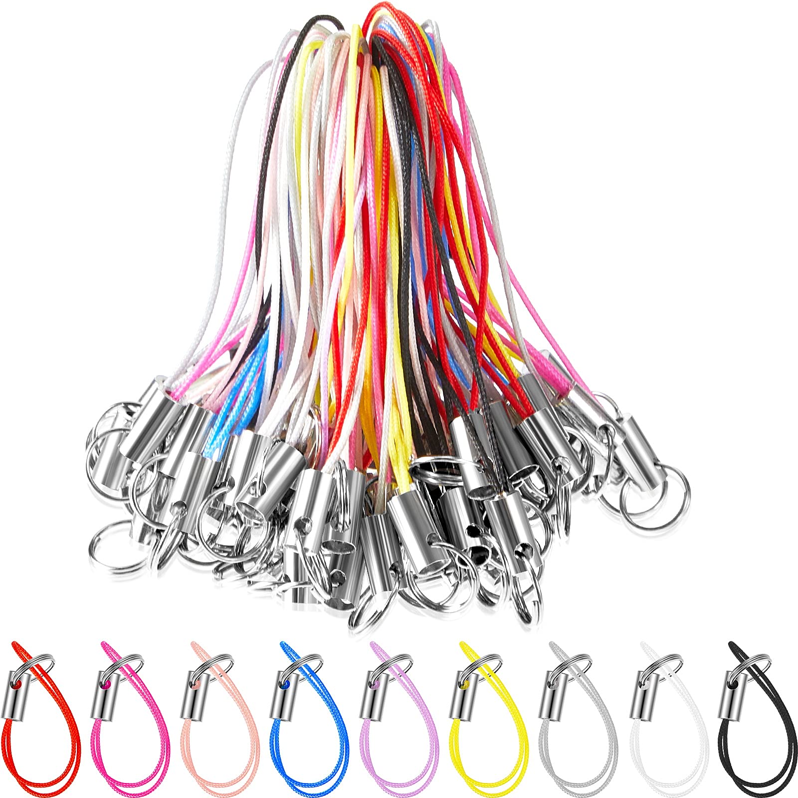 set 120 pcs mixed colors Cell Phone Strap Lariat Strings with Ring,Cellphone Str