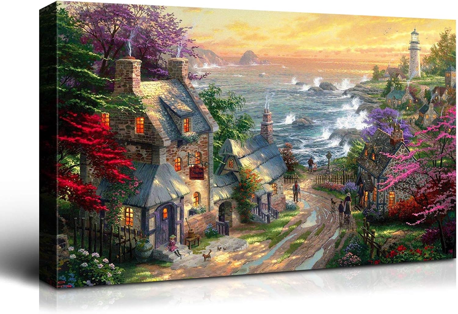 Paintings - Denozer - Canvas Wall Art Rural Landscape Painting Artwork for Home Wall Decor,Stretched and Framed Ready to Hang - 48x32 inches