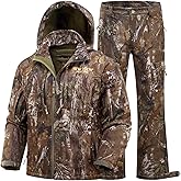 NEW VIEW Camo Hunting Clothes for Men, Quiet Warm Fleece Lining, Cold Weather Deer Hunting Jacket and Pants with Face Mask