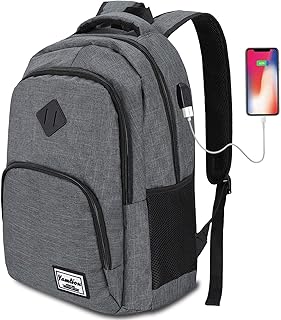 YAMTIOM Laptop Rucksack,Rucksack Herren mit USB-Ladeanschluss Schulrucksack Jungen Teenager mit 15,6 Zoll Laptopfach für Arbeit Schule Reise,35L