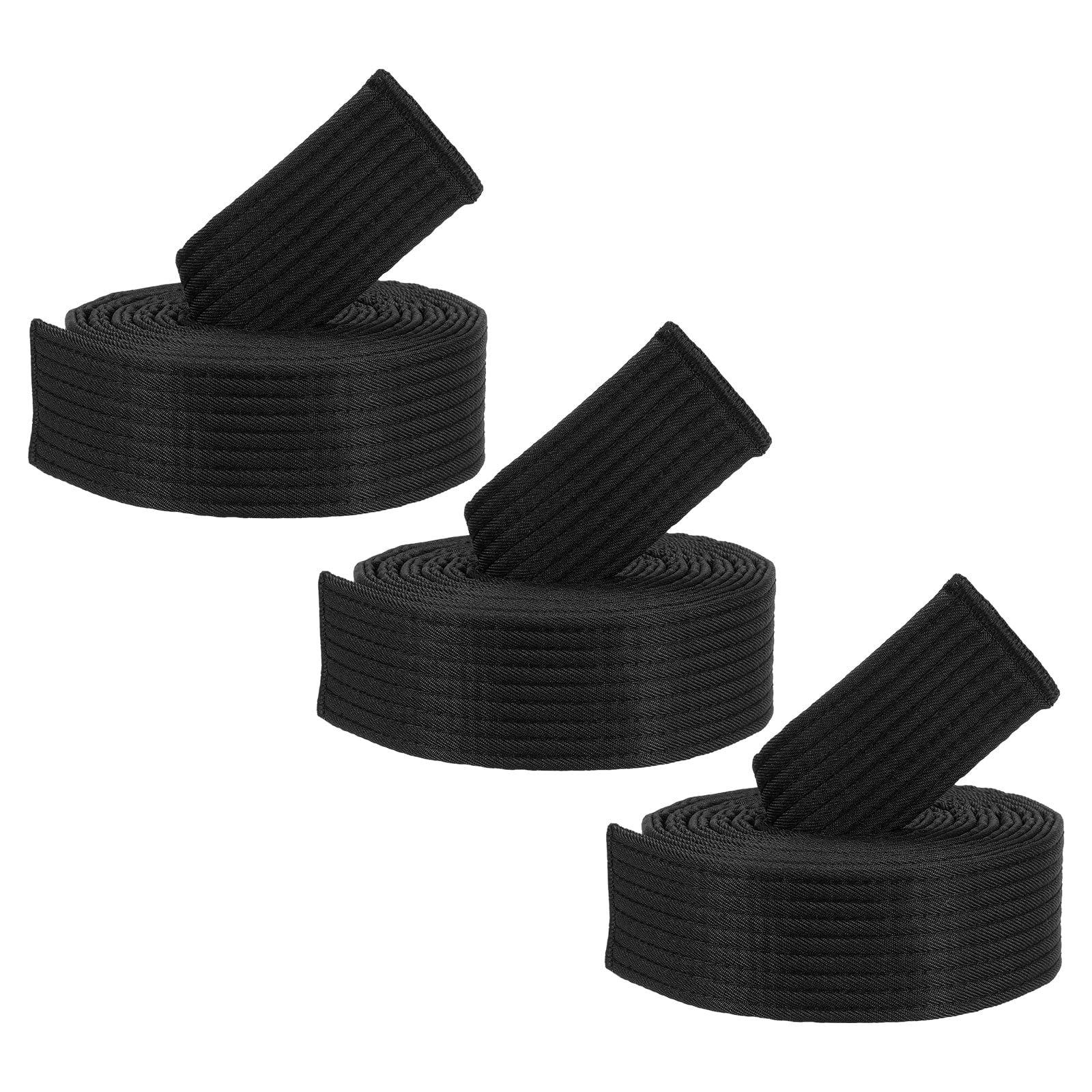 PATIKIL Taekwondo Colored Ranking Belts, 3 Pack 1.6" x6FT Polyester Martial Arts Colored Ranking Belt for Coach Teaching Practice, Black