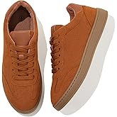 Adokoo Women's Fashion Sneakers Suede Black Grey Brown Casual Shoes Tennis Low Top Lace Up Sneakers for Women