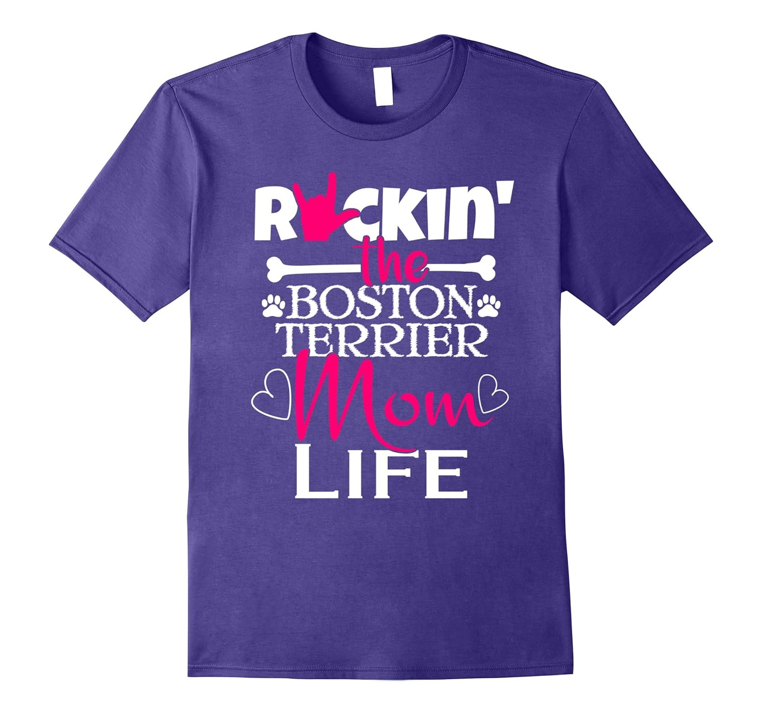 Rockin The Boston Terrier Mom Life T-Shirt Pet Paw Giftv-ANZ