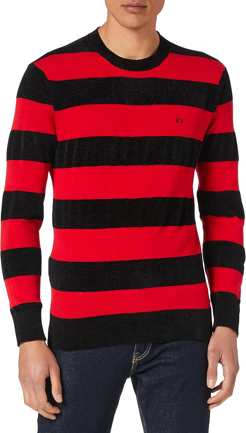 Armani Exchange Men's Ab.red/Black Pullover Sweater Amazon.co.uk Clothing