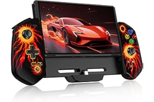 MystNova Switch Controllers, Hall Effect Joystick Switch Joypad for Nintendo Switch/OLED, Full-Size Grip Wireless Switch Pro Controller with Lights. No Drift Handheld Remote Mode (Black-Flame)