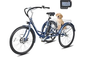 Viribus Electric Trike, 350W Electric Tricycle for Adults 7 Speed with UL 36V 13Ah Battery, 3 Wheel Electric Bikes for Adults with Dual Chains, E Trikes for Women Men Seniors, 330 lb. 24 26 inch