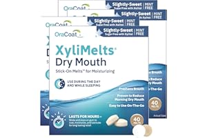 Oracoat XyliMelts for Dry Mouth Night Time or Day - Moisturizing Dry Mouth Adhering Discs, Sugar Free with Xylitol, 40 Count - 4 Pack, Slightly-Sweet Flavor, 8-Hour Relief