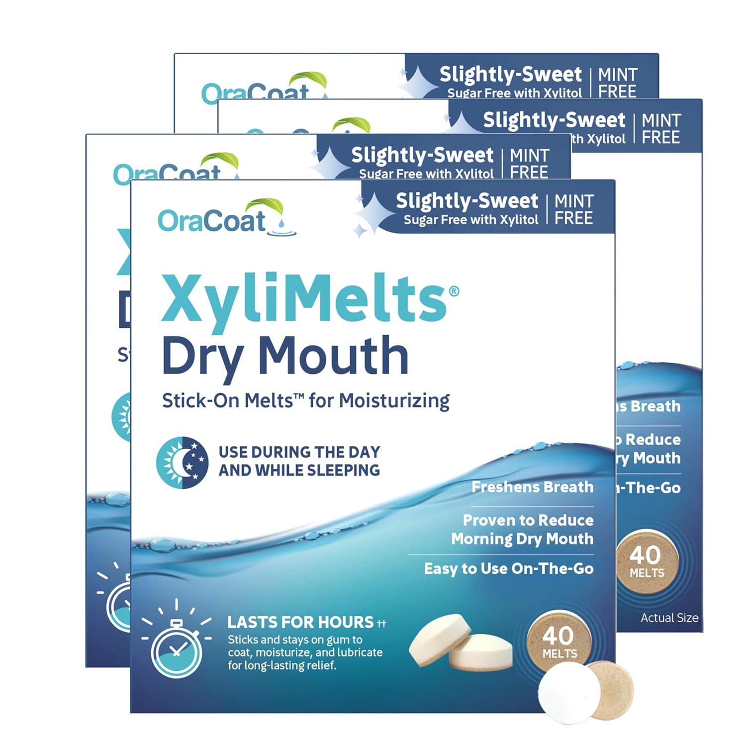 OraCoat, XyliMelts for Dry Mouth Care 160 discs, All Natural, Gluten Free, No Preservatives, Helps Neutralize Acids.: Beauty