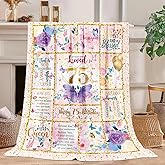 75th Birthday Gifts for Her -75 Year Old Gifts for Women Mom -75th Milestone Birthdays Blanket -75th Birthday Blanket for Women - Warm Soft Plush Flannel Throw Blankets (60"x50")