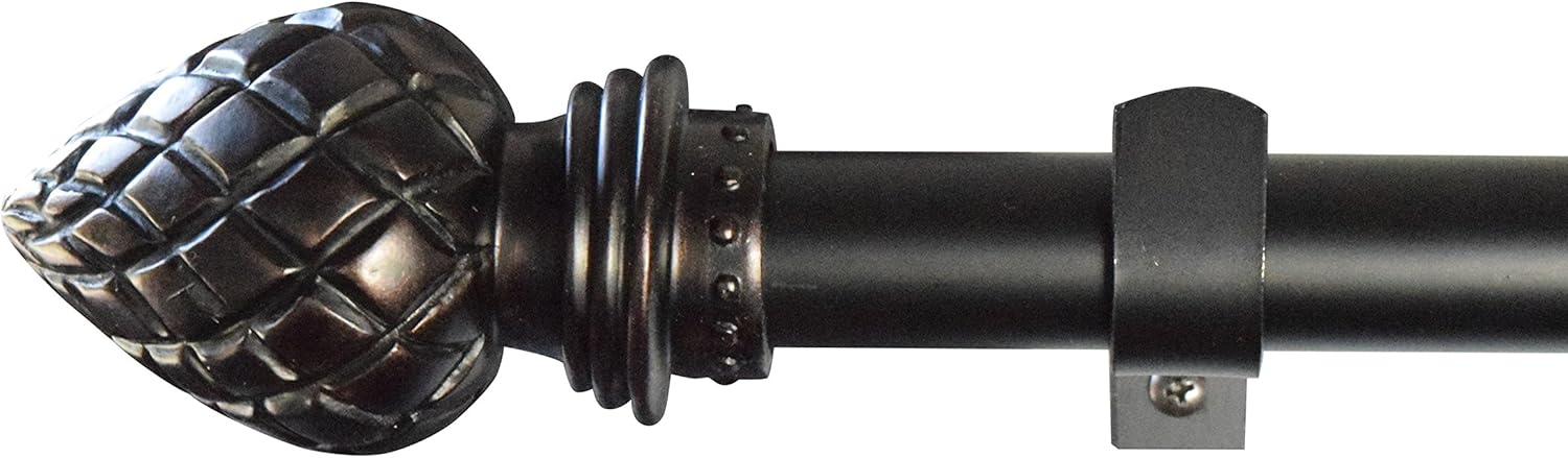 gb Home Collection Sublime Meridian Curtain Rod, 72-144 in Adjustable Length, 1 inch Rod, Dark Brown, for Heavy Curtains, Metal Window Treatment, Hanging Drapery Rod with Extending Pole, 6-12 Feet