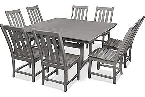 POLYWOOD Vineyard 9-Piece Farmhouse Dining Set (Slate Grey)
