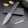 Folding Pocket Knife,Axis Lock Knife,3.15" Damascus Steel Knife, Black Carbon Fiber Handle with Pocket Clip for EDC. (Damascus)