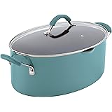 Rachael Ray Cucina Nonstick Pasta Stock Pot with Lid and Spout, 8 Quart, Agave Blue