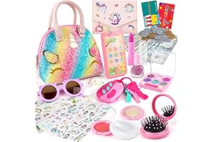 EFO SHM Unicorns Play Purse for Little Girls, Toddler Purse Set Pretend Play Makeup Toys with DIY Wallet, Toy Phone, Princess Toy Accessories Kids Purse Christmas Birthday Gift for Girls Age 3 4 5 6+