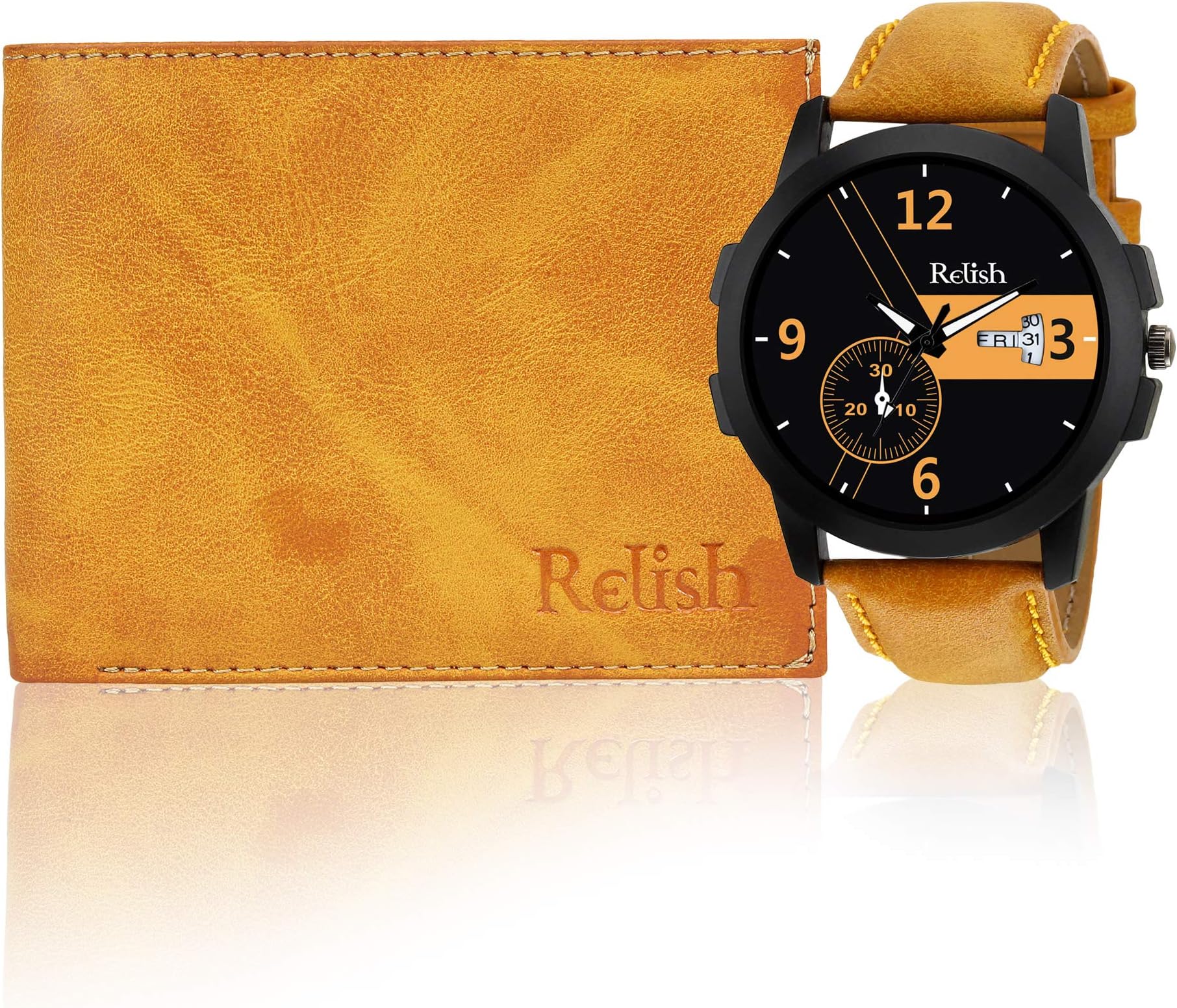 Analogue Men's Watch (Multicolored Dial Yellow Colored Strap)
