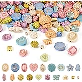 Cheriswelry Assorted Acrylic Beads Vintage Beads Bracelet Making Set Flat Round Flower Butterfly Bead Colorful Metal Enlaced Aesthetic Bead Spacers for Necklace Phone Lanyard Jewelry Making (100G)