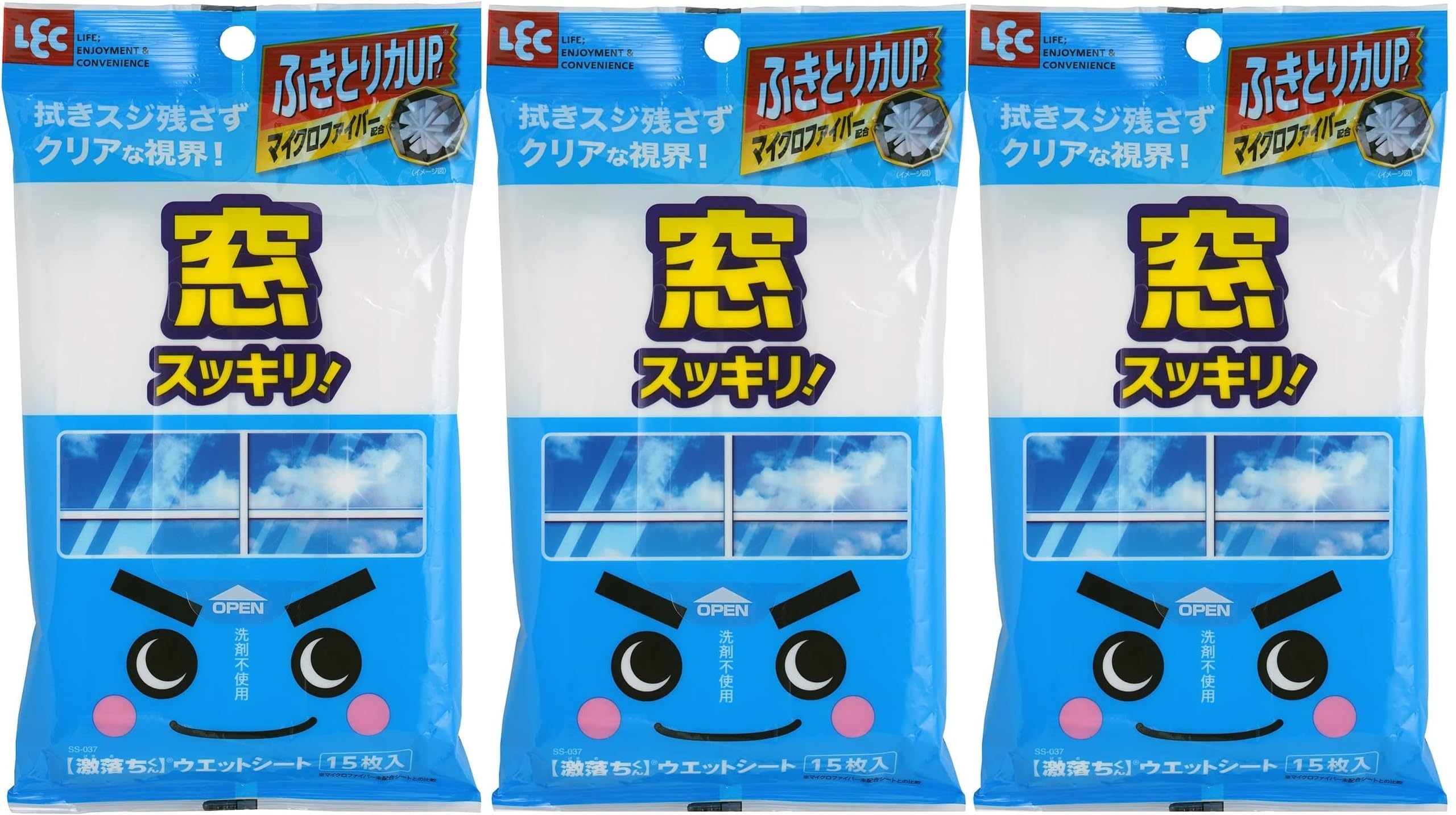 レック 激落ちシート 窓用 (窓洗い ・ 窓掃除) 30x20cm ホワイト 15枚×3個セット商品画像