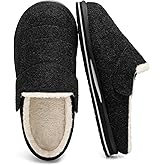 YOLIS Mens Slippers with Arch Support, Memory Foam House Slippers for Men Adjustable, Warm Slip on House Shoes Fuzzy Slipper for Bedroom Indoor Outdoor Size 8-14