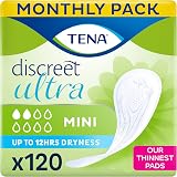 TENA Discreet Mini Incontinence Pads 120 Count 20 x 6 Packs Women