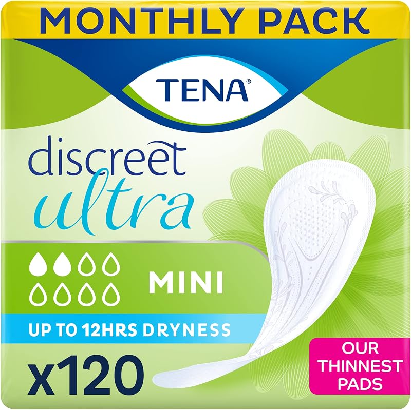 TENA Discreet Mini Incontinence Pads 120 Count 20 x 6 Packs Women