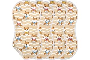 J JOYSAY Shiba Dog Wave Khaki Baby Burp Cloths for Boys Girls Large 22''x11'' Cotton 4 Layer Baby Essentials for Infant Babie