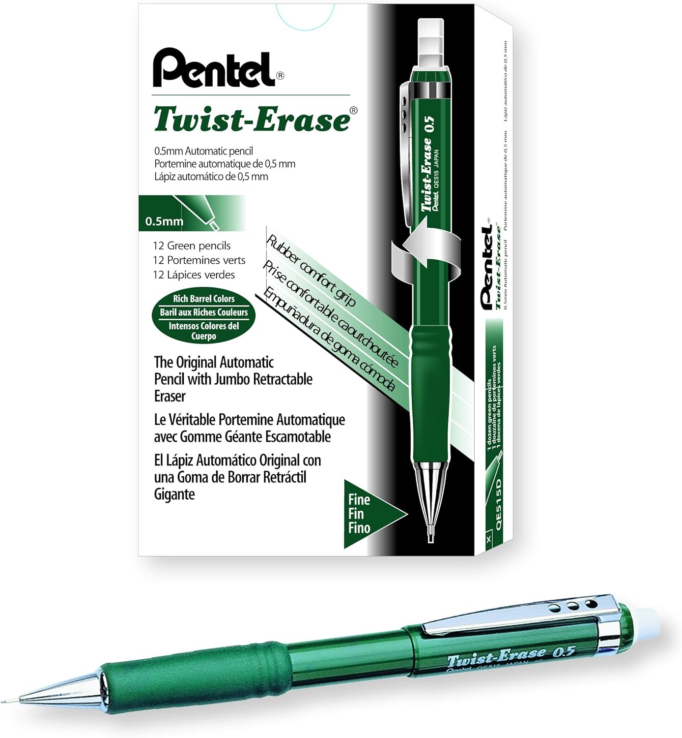 QE515BP2K6 2 Pack Assorted Barrels 0.5mm Pentel TwistErase III