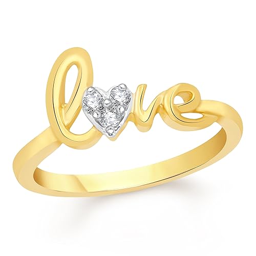 VK Jewels Love Gold and Rhodium Plated Alloy Ring for Women & Girls - FR2256G [VKFR2256G]