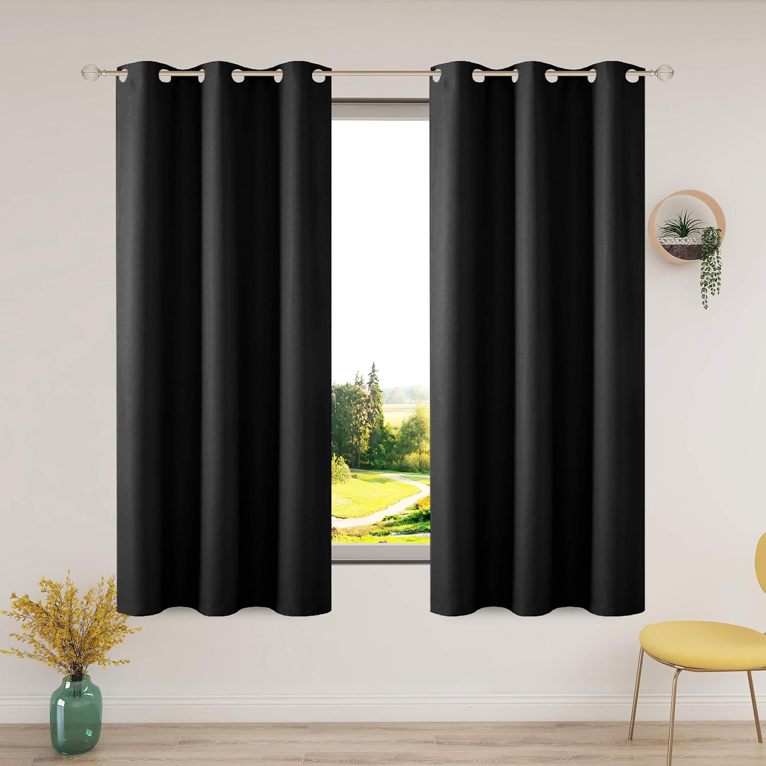 FLOWEROOM Thermal Blackout Curtains for Bedroom, 46 x 54 inches Long
