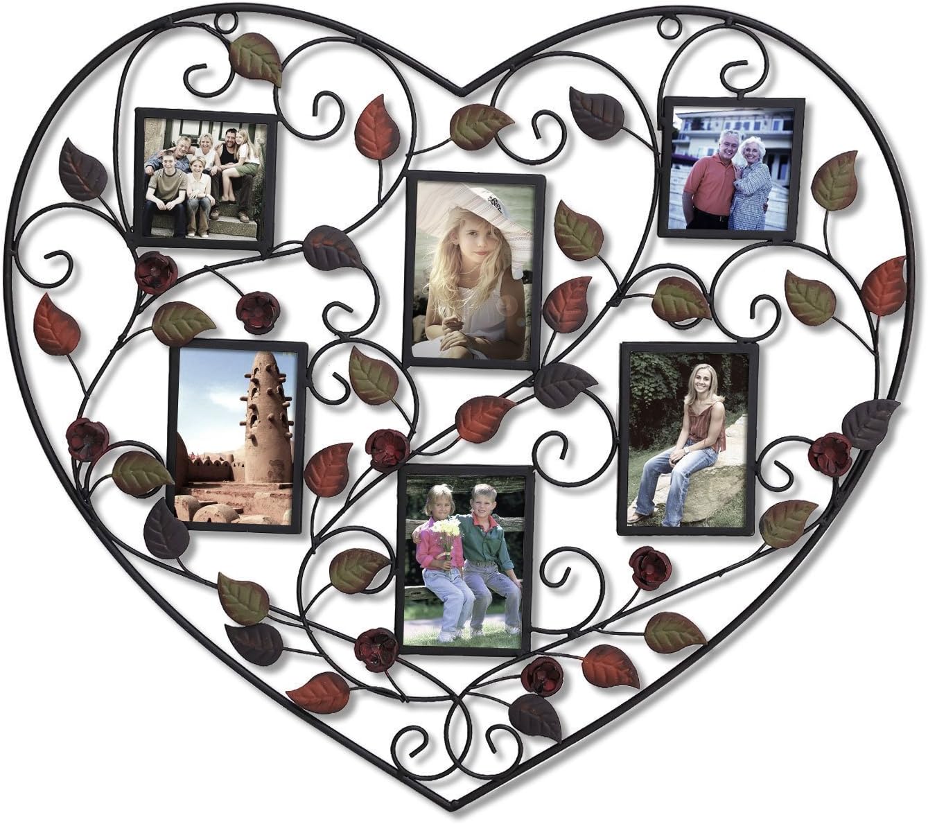6-Opening Bronze Iorn Collage Picture Frame, 3.5 by 5 and 3.5 by 3.5-inch
