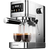 SHARDOR Espresso Machine 20 Bar, Professional Espresso Machine with Milk Frother and Touchscreen, Expresso Coffee Machines with Adjustable Temperature,for Cappuccino, Latte, Stainless Steel, Silver