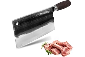 ToughEdge Meat Cleaver Knife, 8.07" Bone Chopper, 6mm Thick Blade, All-in-One Chop & Slice Knife with Wenge Wood Handle for H