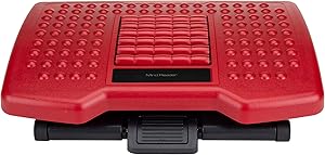 Mind Reader Adjustable Height Foot Rest with Rollers for Massage, Red